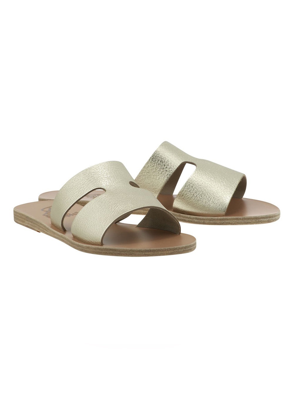 Ancient Greek Sandals Apertos Gold Leather Slide Flat Sandal 38 US 8